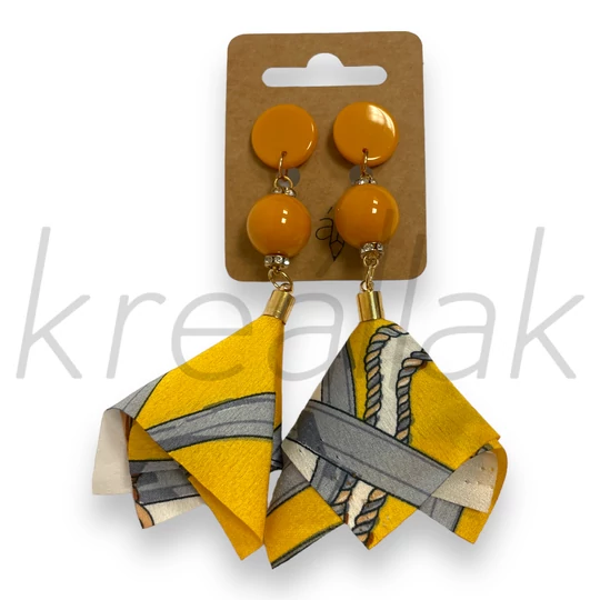 Fülbevaló - Sárga textil díszes fülbevaló