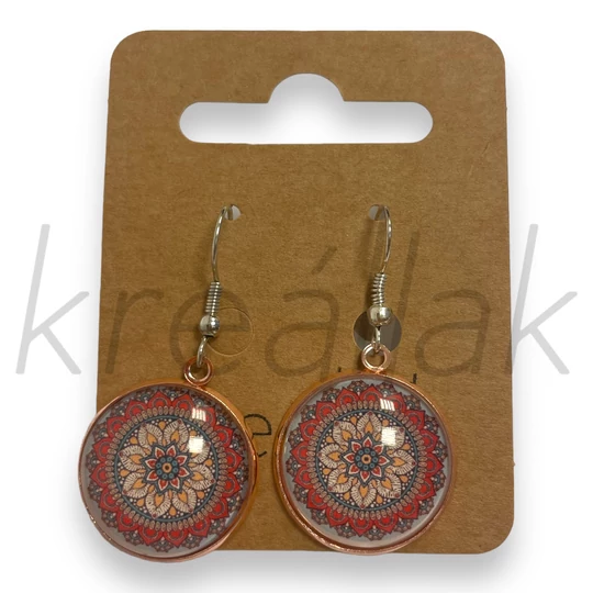 Fülbevaló - Üveglencsés mandala mintás fülbevaló