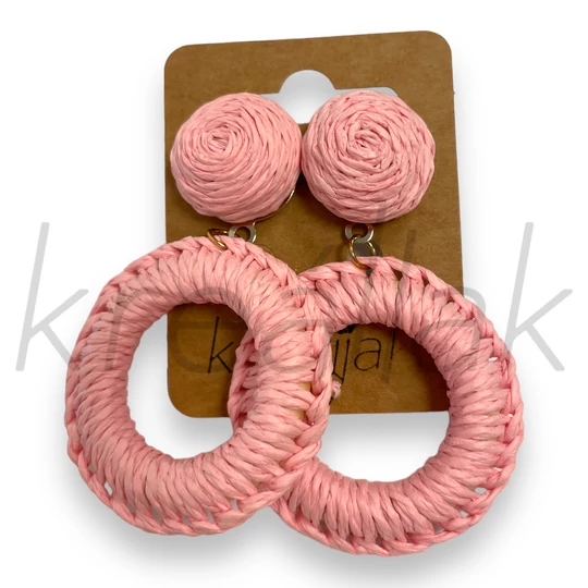 Fülbevaló - Rózsaszín szalma fülbevaló