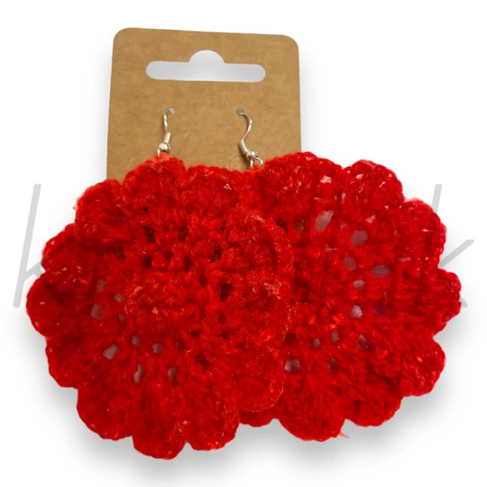 Fülbevaló - Piros horgolt fülbevaló