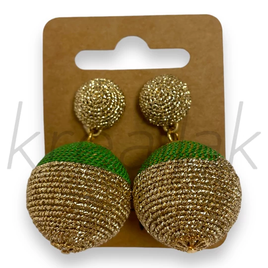 Fülbevaló - Zöld-arany golyó fülbevaló