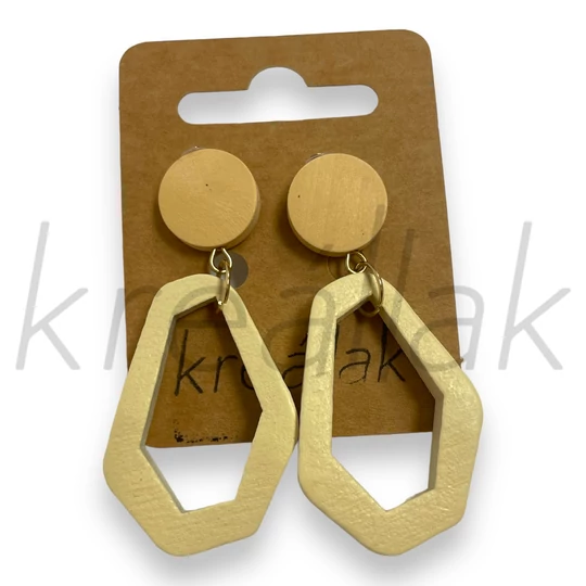 Fülbevaló - Bézs absztrakt fa fülbevaló