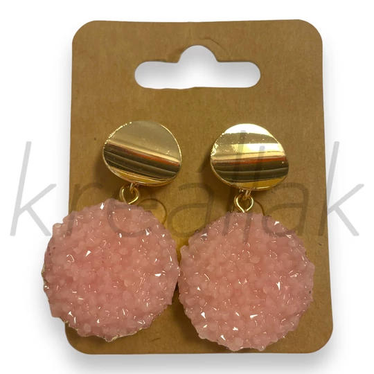 Fülbevaló - Rózsaszín kristályszemcsés fülbevaló
