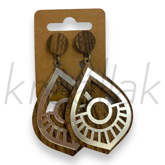 Fülbevaló - Tükörlapos fa fülbevaló