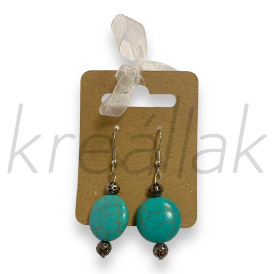 Fülbevaló - Türkíz lapos fülbevaló