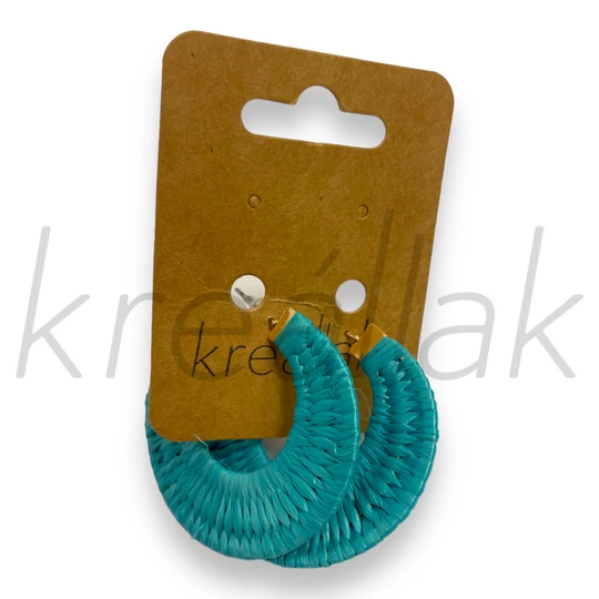 Fülbevaló - Türkízkék szalma fülbevaló