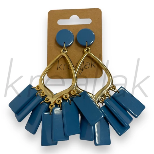 Fülbevaló - Plasztik lapos kék fülbevaló