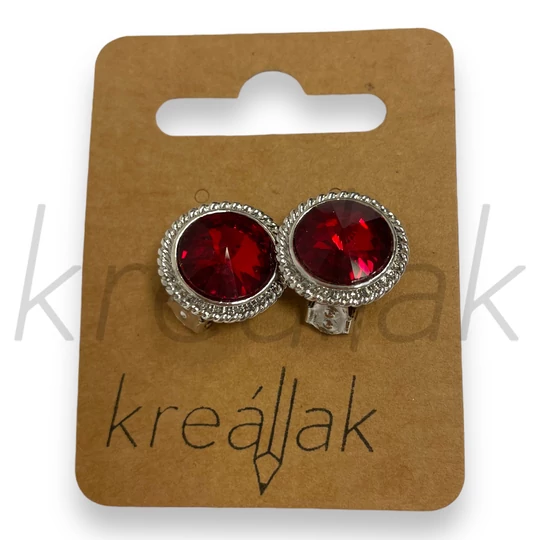 Fülbevaló - Köves,klipszes fülbevaló bordó