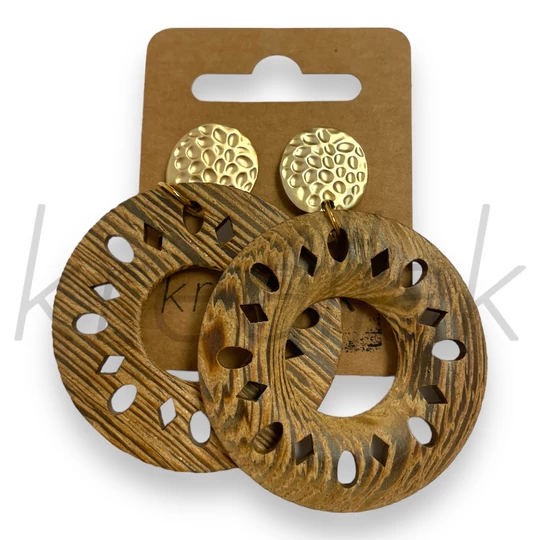 Fülbevaló - Fa karika fülbevaló