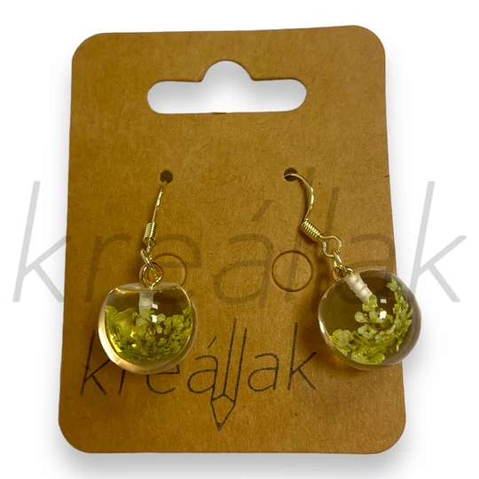 Fülbevaló - Üveg golyó fülbevaló világos zöld