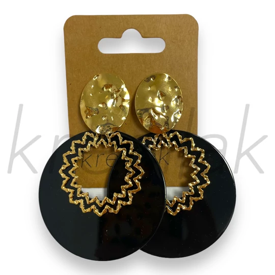 Fülbevaló - Kör plasztik fekete fülbevaló