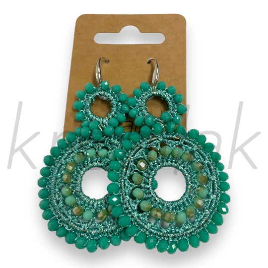 Fülbevaló - Dekoratív gyöngyös türkíz fülbevaló