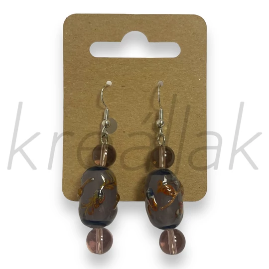 Fülbevaló - Mályva cseh üveg gyöngy fülbevaló