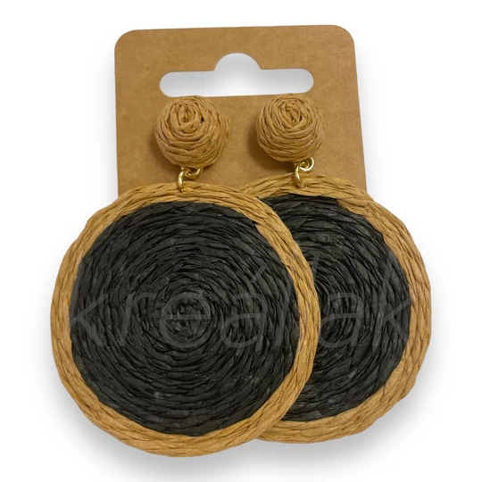 Fülbevaló - Kerek szalma fülbevaló fekete