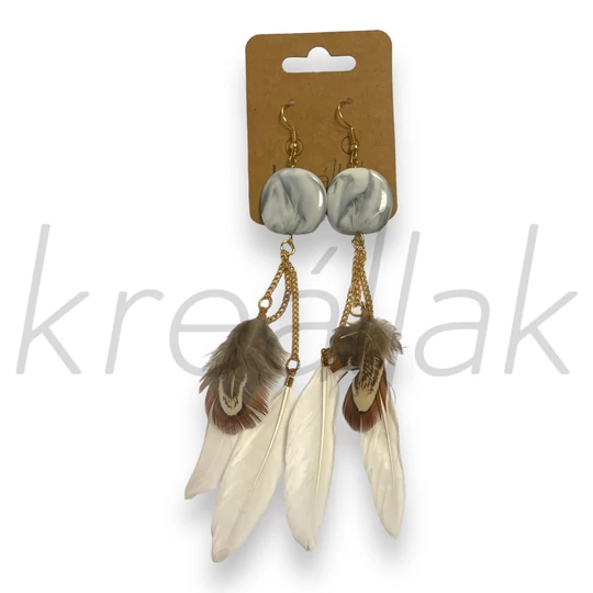 Fülbevaló - Tollas,plasztik lapos fülbevaló