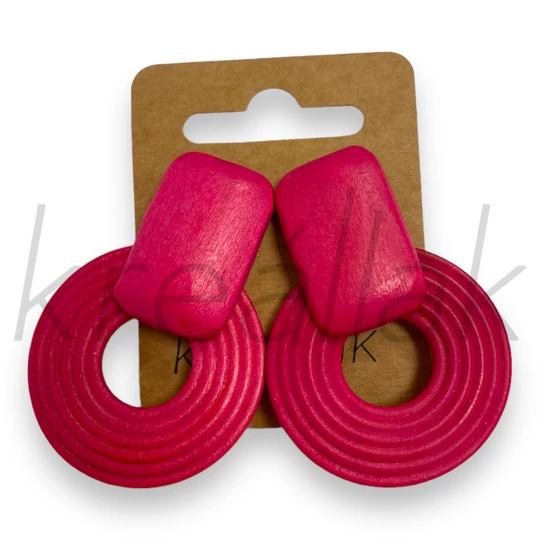 Fülbevaló - Pink fa fülbevaló