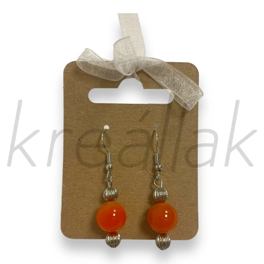 Fülbevaló - Festett achát fülbevaló narancs