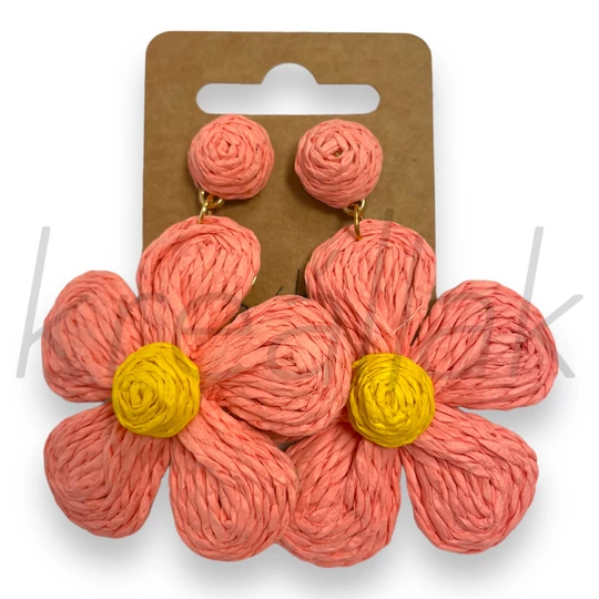 Fülbevaló - Virág formájú szalma fülbevaló