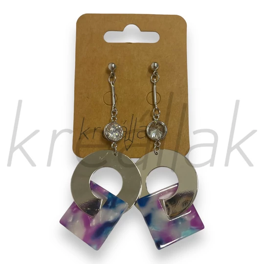 Fülbevaló - Lila mintás plasztik fülbevaló