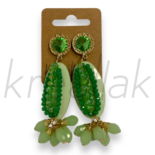 Fülbevaló - Dekoratív,díszes lelogó fülbevaló zöld