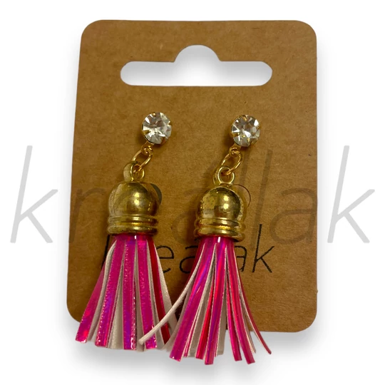 Fülbevaló - Bőr bojtos fülbevaló