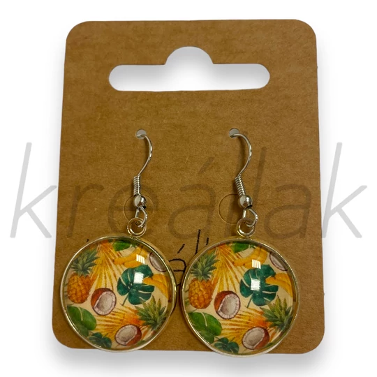 Fülbevaló - Üveglencsés ananászos fülbevaló