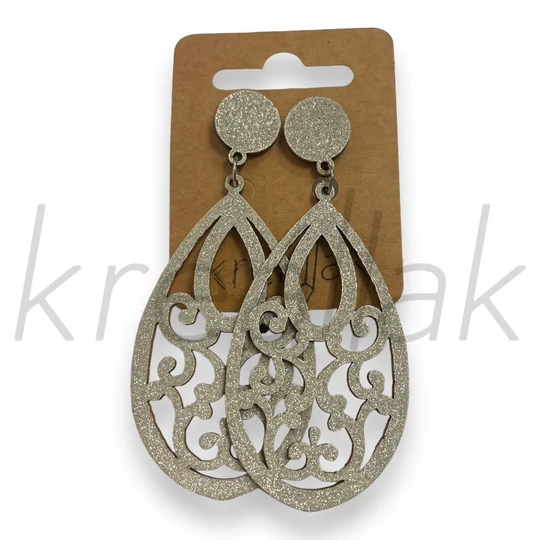 Fülbevaló - Fa csillámos fülbevaló