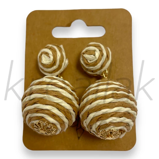 Fülbevaló - Szalma gömb fülbevaló