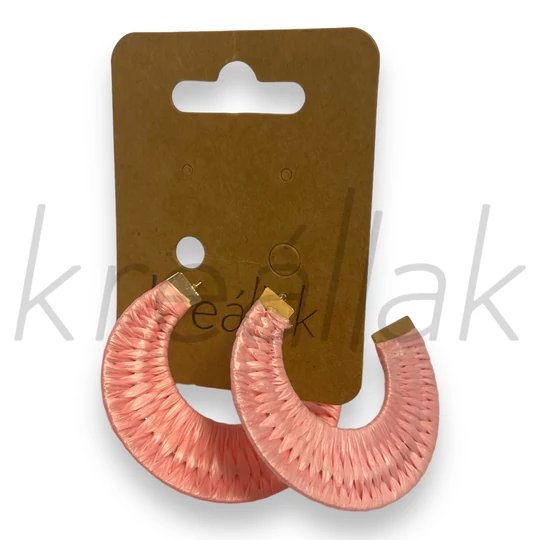 Fülbevaló - Babarózsaszín szalma fülbevaló