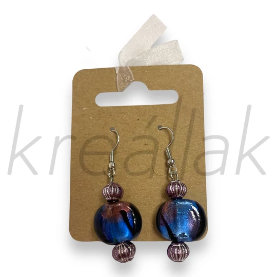 Fülbevaló - Cseh üveggyöngy fülbevaló lila