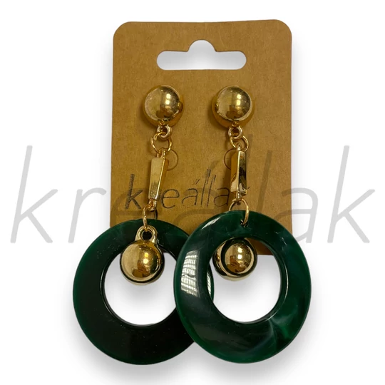 Fülbevaló - Zöld plasztik lógós fülbevaló