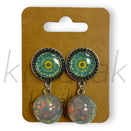 Fülbevaló - Mandala mintás irrizáló fülbevaló