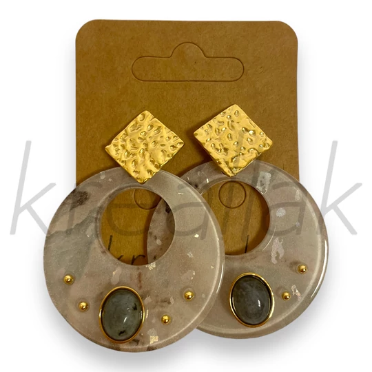 Fülbevaló - Szürkés plasztik lapos fülbevaló