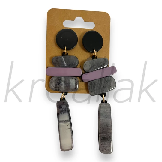 Fülbevaló - Plasztik lapos fülbevaló fekete