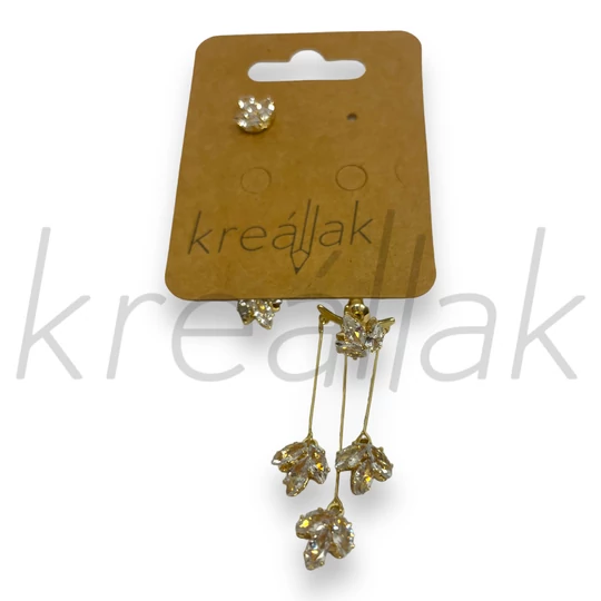 Fülbevaló - Levél mintás hosszú fülbevaló arany