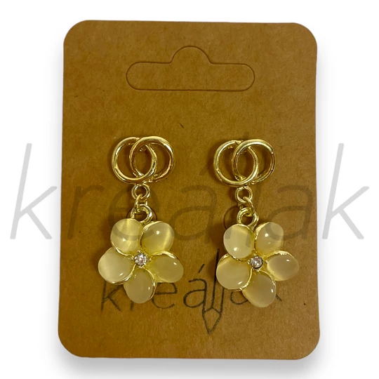 Fülbevaló - Arany színű köves virág fülbevaló