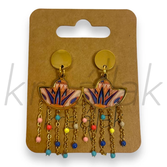 Fülbevaló - Legyezős,gyöngyös fülbevaló