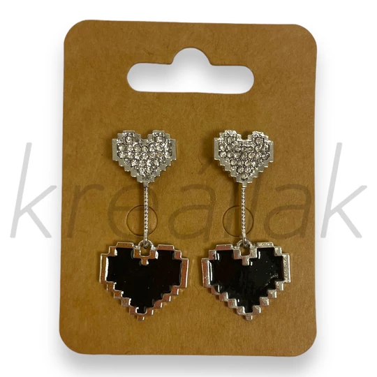 Fülbevaló - Szíves köves ezüstös fülbevaló