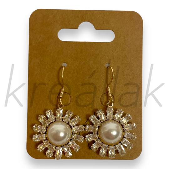 Fülbevaló - Virág mintás gyöngyös fülbevaló