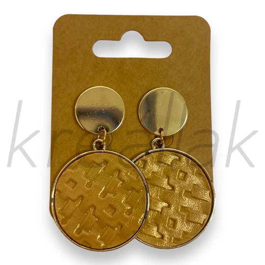 Fülbevaló - Kerek műbőr betétes fülbevaló