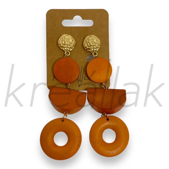 Fülbevaló - Dekoratív narancs fa fülbevaló