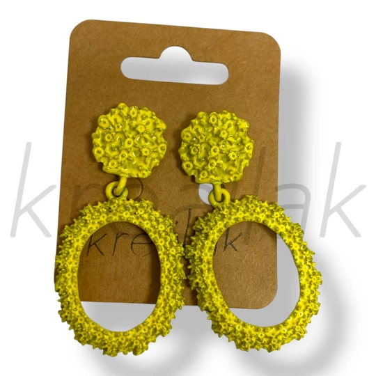 Citromsárga fröcskölt fém fülbevaló