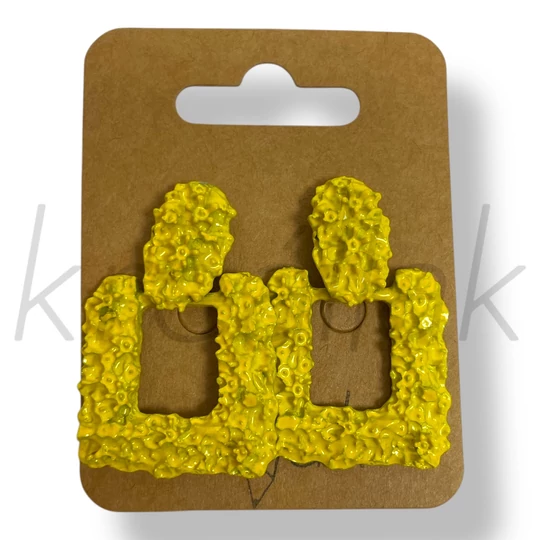 Citromsárga kocka fém fülbevaló