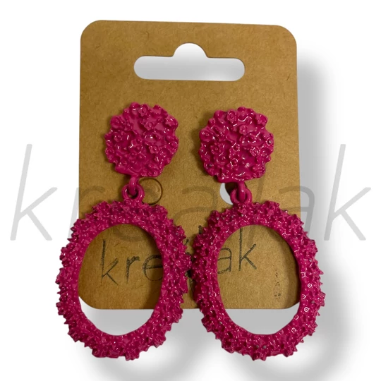Pink ovális fém fülbevaló