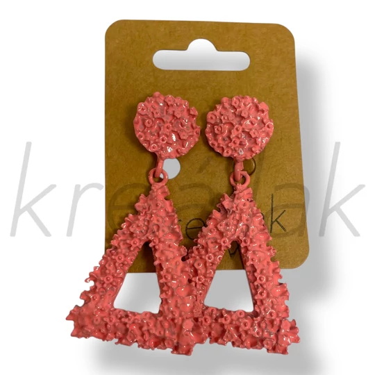 Rózsaszín háromszög fém fülbevaló