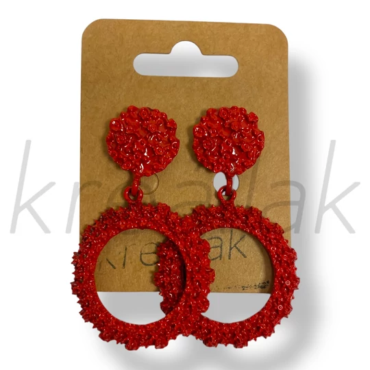 Piros kis kör fém fülbevaló