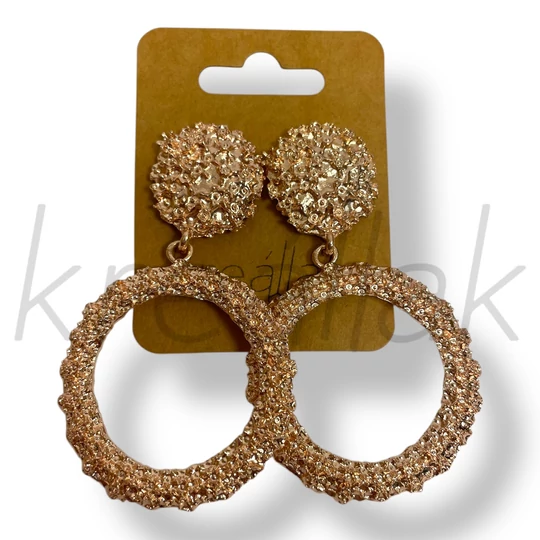 Rosé színű kerek nagy fém fülbevaló