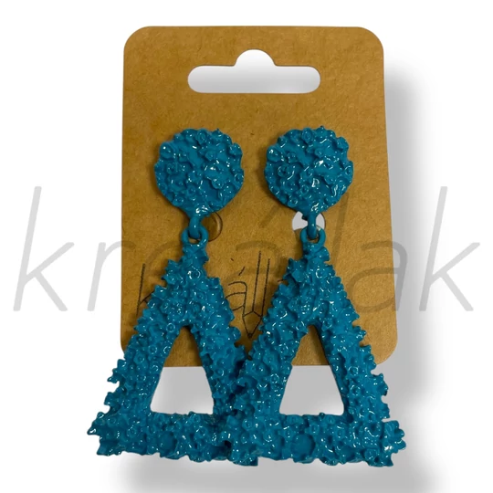 Türkízkék háromszög fém fülbevaló