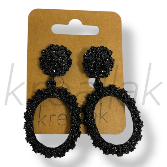 Fekete ovális fém fülbevaló