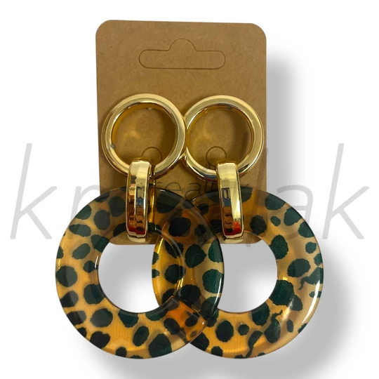 Leopárd mintás kerek fülbevaló